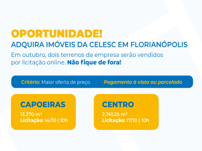 Celesc coloca à venda dois imóveis em Florianópolis